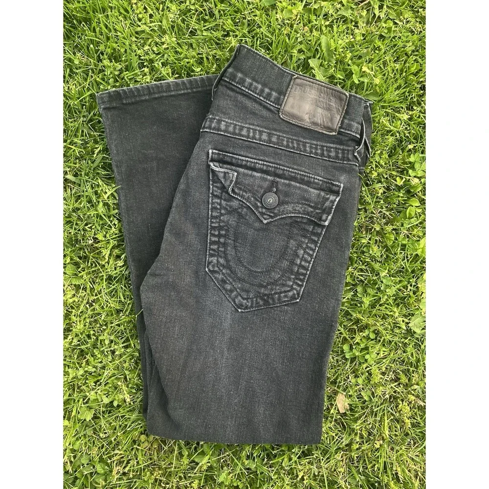 True Religion Denim Ricky Flap Straight Leg Jeans‎ Black USA Made Men's 31 X 26